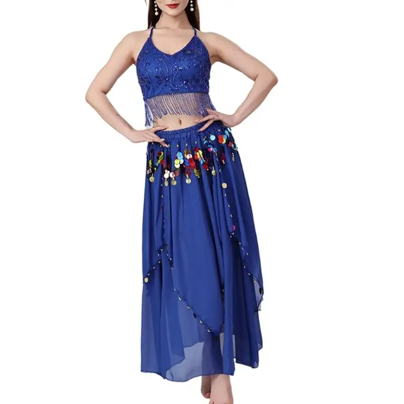652F ملابس رقص البطن مجموعة الرقص الشرقي الرسن الصدرية الأعلى الترتر تنورة طويلة عروض الهالوين زي الرقص الشرقي الزي #5
