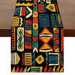 Western Native Boho Aztec Linen Table Runner Dresser Scarves Farmhouse Kitchen Dining Table Runners Holiday Party Decorations