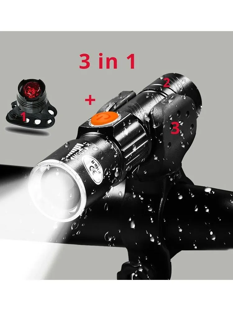 AliExpress mixxar ZK30 3 in1 8000 Lumen Bike Bicycle Light USB rechargeable LED Waterproof Super Bright Zoom Headlight Rear light MTB Bike Light