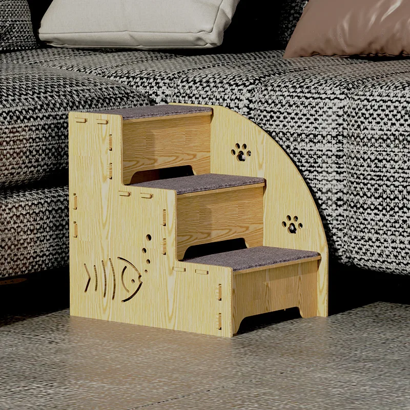 Three-stage folding stairs for pets can be attached