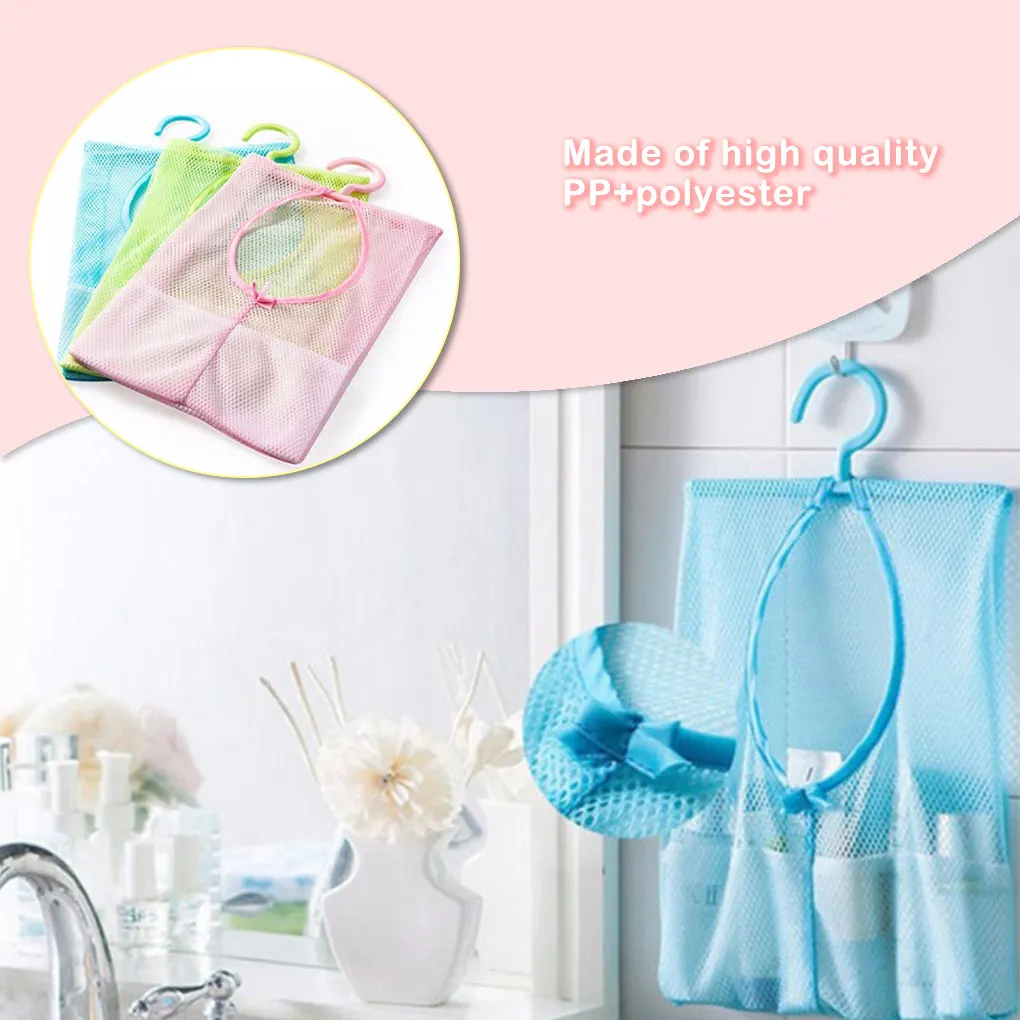 Useful Kitchen Bathroom Hanging Storage Clothespin Mesh Bag Organizer with Hook for Bath Swimming Kids Toys Storage Baskets