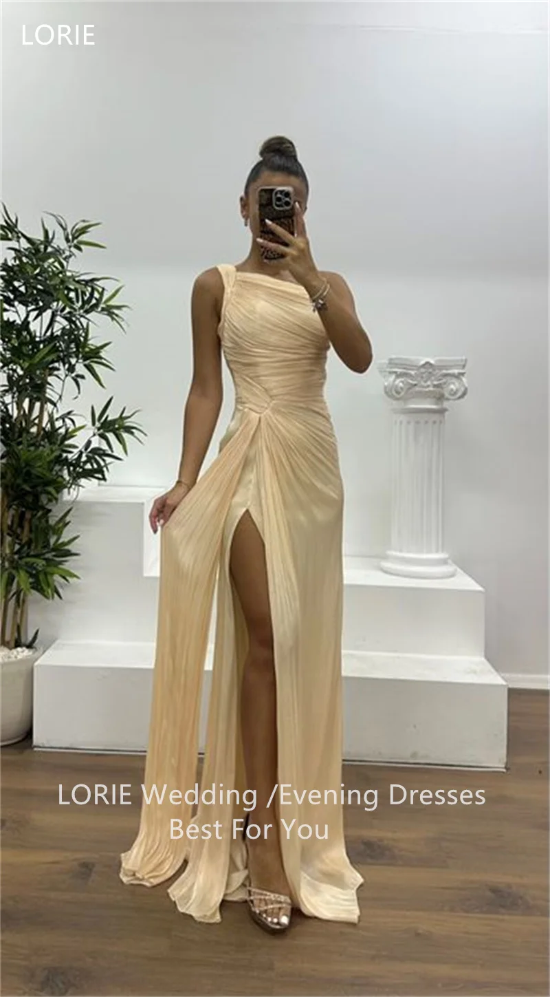 LORIE – robe de soirée de forme sirène, asymétrique épaule dénudée, plissée sur le côté, longueur au sol, personnalisée, 2025