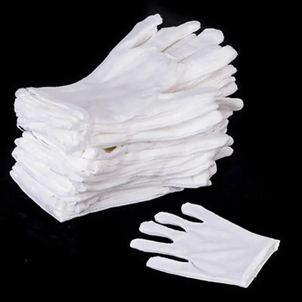 Men Women Full Finger Etiquette White Cotton Gloves Waiters/Drivers/Jewelry/Workers Mittens Disposable Sweat Absorption Gloves