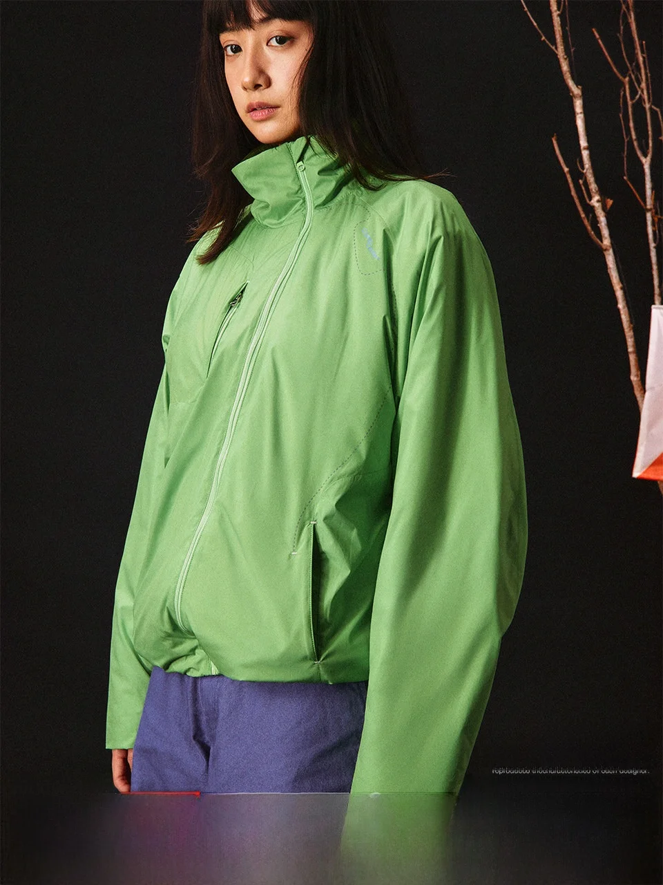 

Crnenter aphene Fce Jaet with Diagonal Zipper And oulder Insert Outdoor Windproof Stand Collar Men Women