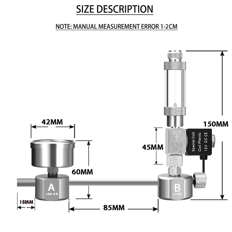 Aquarium DIY CO2 Generator Fish Tank Aquatic Plant Generator with Bubble Counter Electromagnetic Valve Fish Tank CO2 Generator