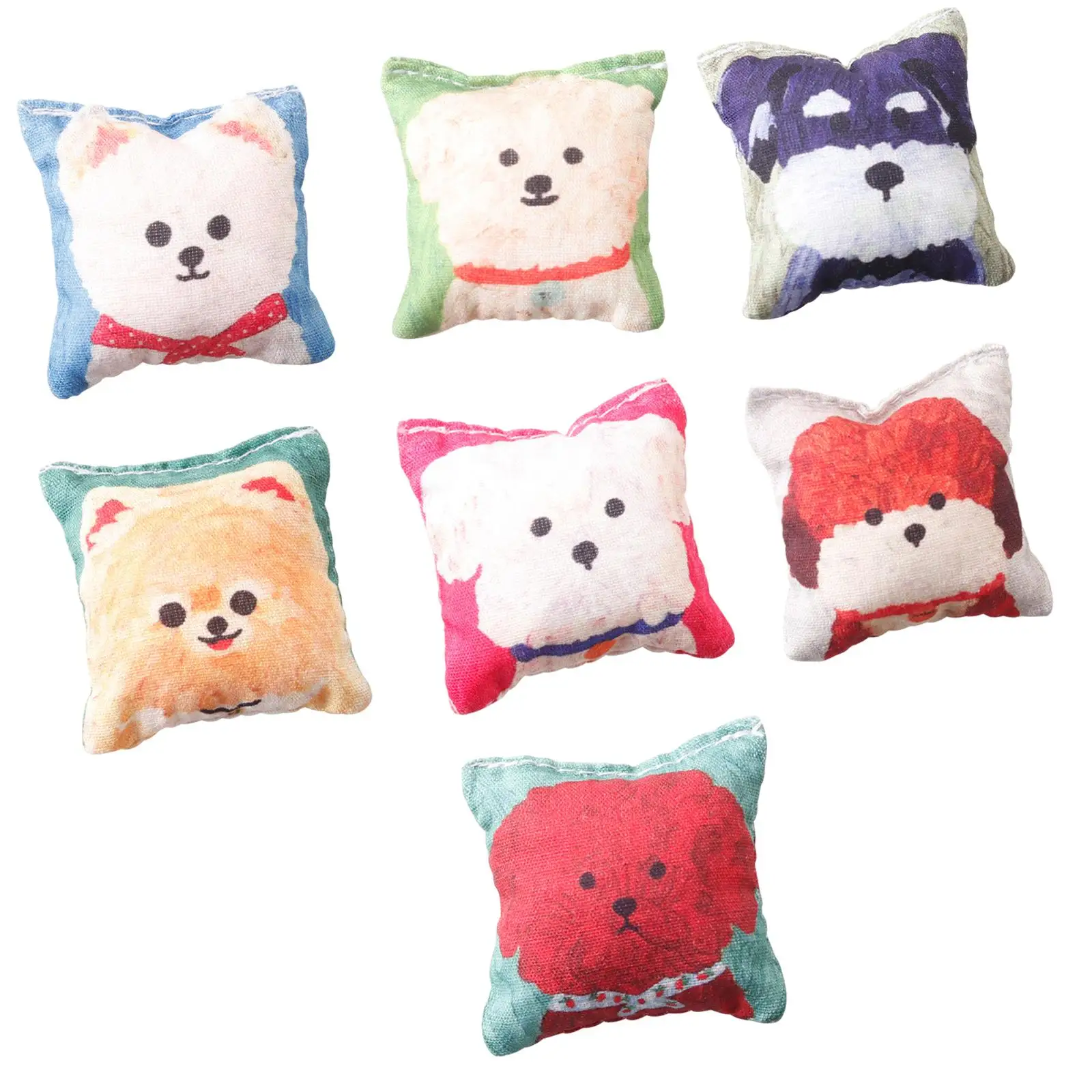 7Pcs Dollhouse Miniature Simulated Pillow Cushions for Photo Prop Diorama