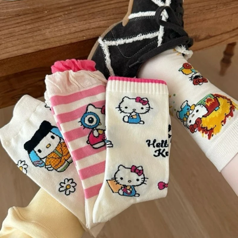 

Kawaii Sanrio Hello Kitty Spring/Summer Cartoon Day Socks New Cute Socks Women Fashion High Appearance Level