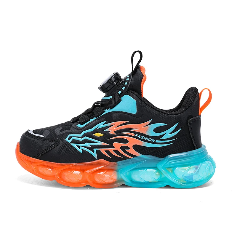 Neue rutschfeste Kinder-Sneaker aus Leder für Jungen, zum Laufen, Gehen, leichte Freizeitschuhe mit modischem Drachenmuster, Größe 28–39 – Detail 8
