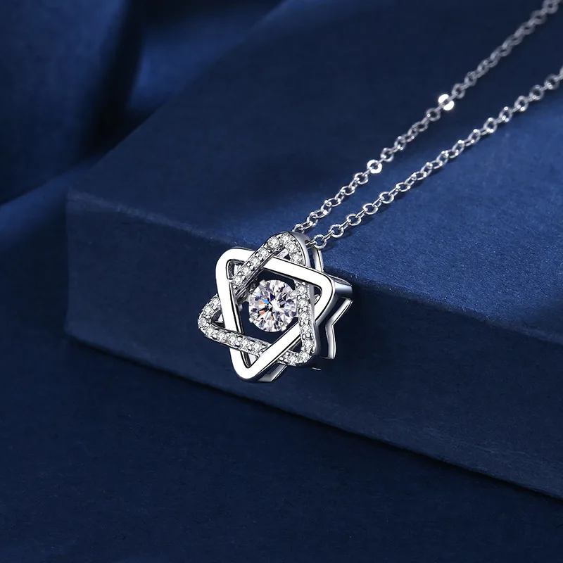925 Sterling Silver Star of David Necklace for Women Cross Hexagram Pendant Necklace Religious Jewish Jewelry Gift for Woman Men