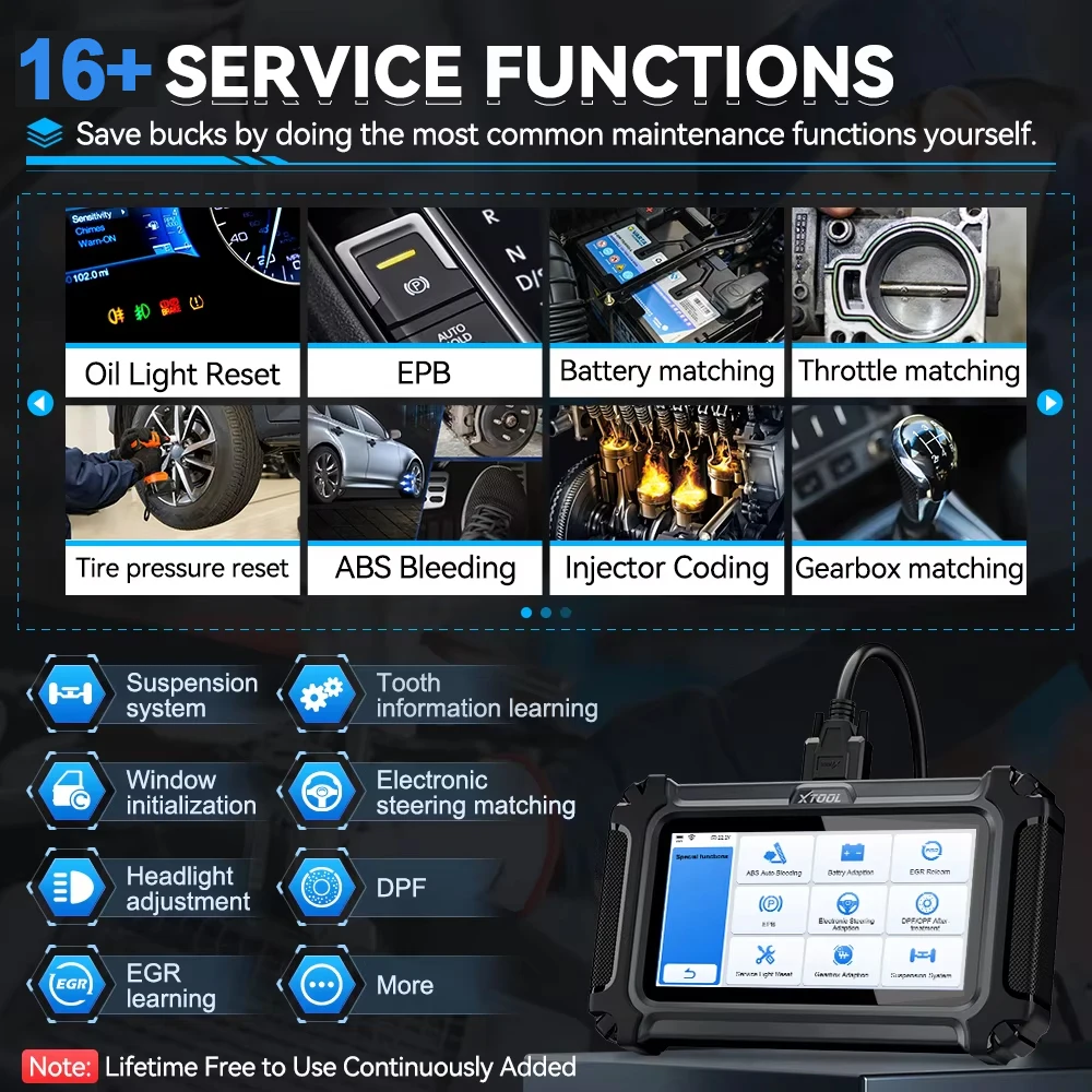 XTOOL D5S OBD2 Scanner Lifetime Free Update Car Fault Code Reader ABS EPB SRS Engine TCM 5 System Diagnostic Tool 16+ Reset FCA