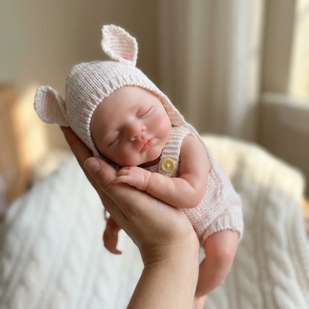 13 Inch Full Body Solid Silicone Reborn Baby Doll Closed Eyes Hand Painted Lifelike Real Touch Bebe Collectible Art Gift