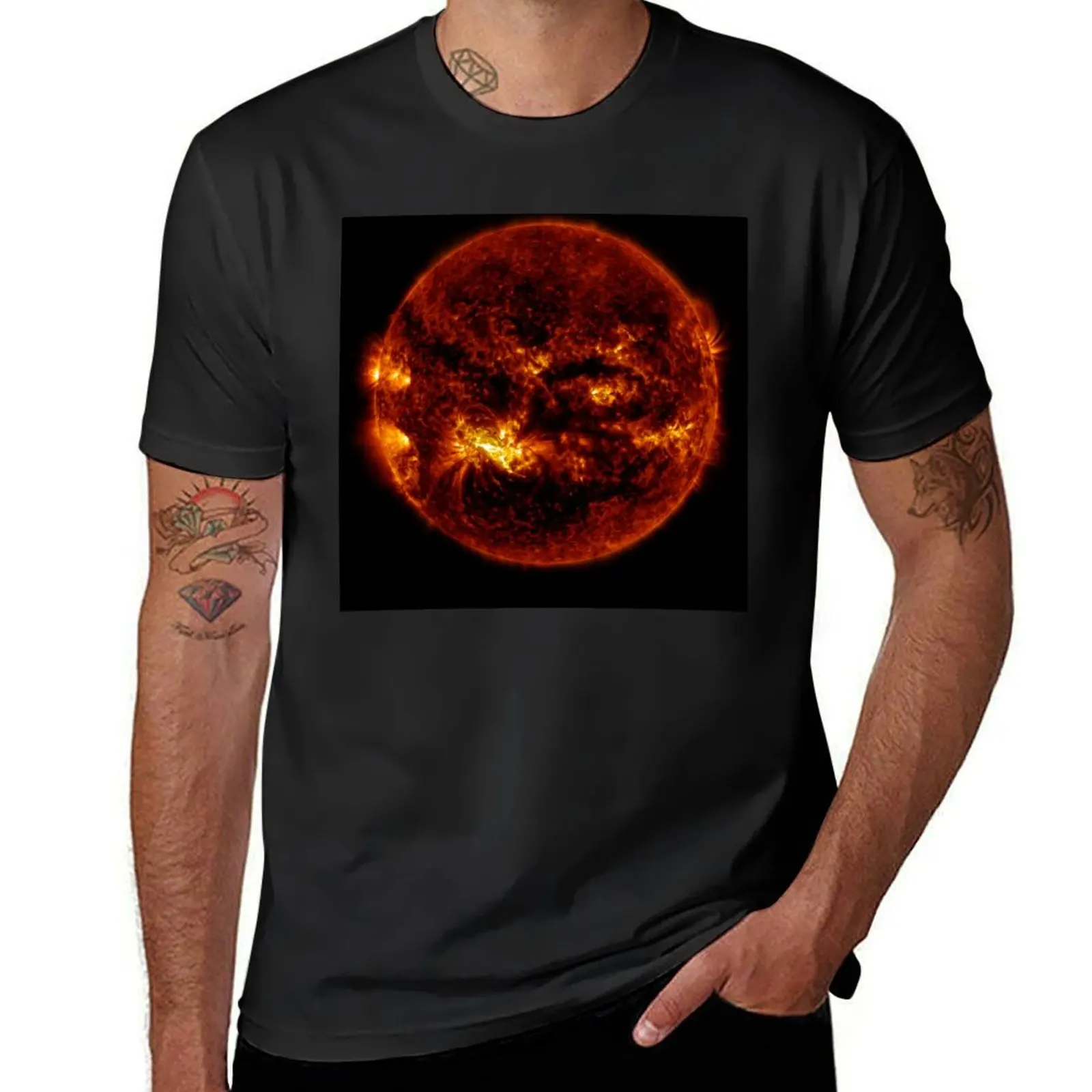 The Sun Solar Flare Space Photo Art T-Shirt customs quick-drying plus size tops oversized t shirts for men