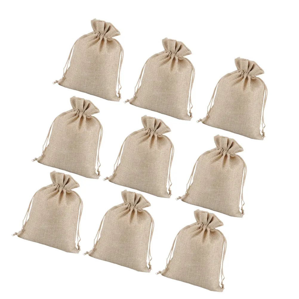 

15Pcs 7x9cm Eco Friendly Linen Drawstring Bag Festive Christmas Gift Bag for Candies Cookies Little Presents Jewelry Storage