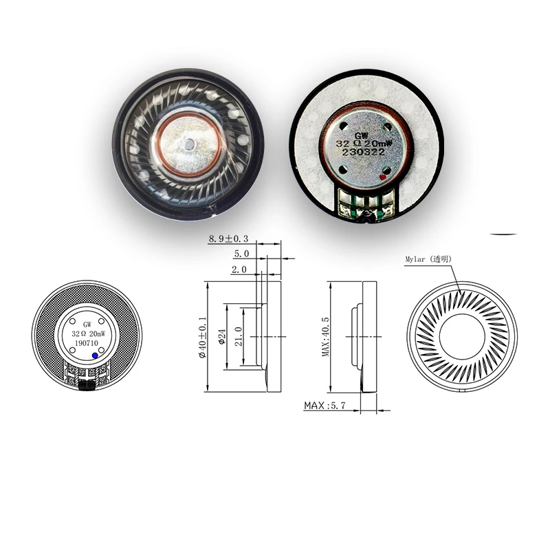 2 szt. Głośniki zapasowe 40mm 32 ohm 132dB głośnik do słuchawek Bose Qc45 Studio Studio 2