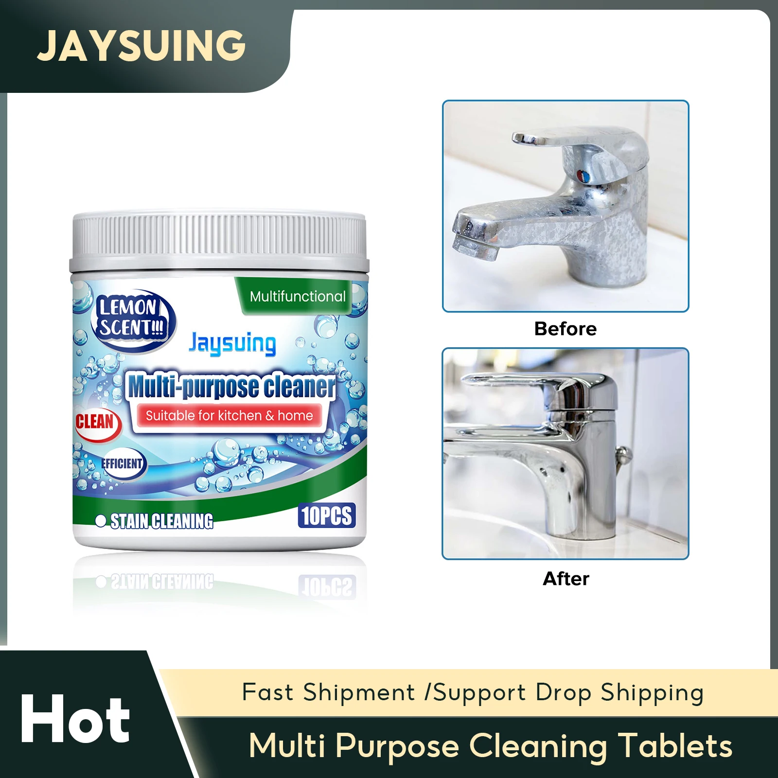 

Multi Purpose Cleaning Tablets Bathroom Kitchen Stains Cleaner Effervescent Tablet Descaling Agent Household Cleaning Products