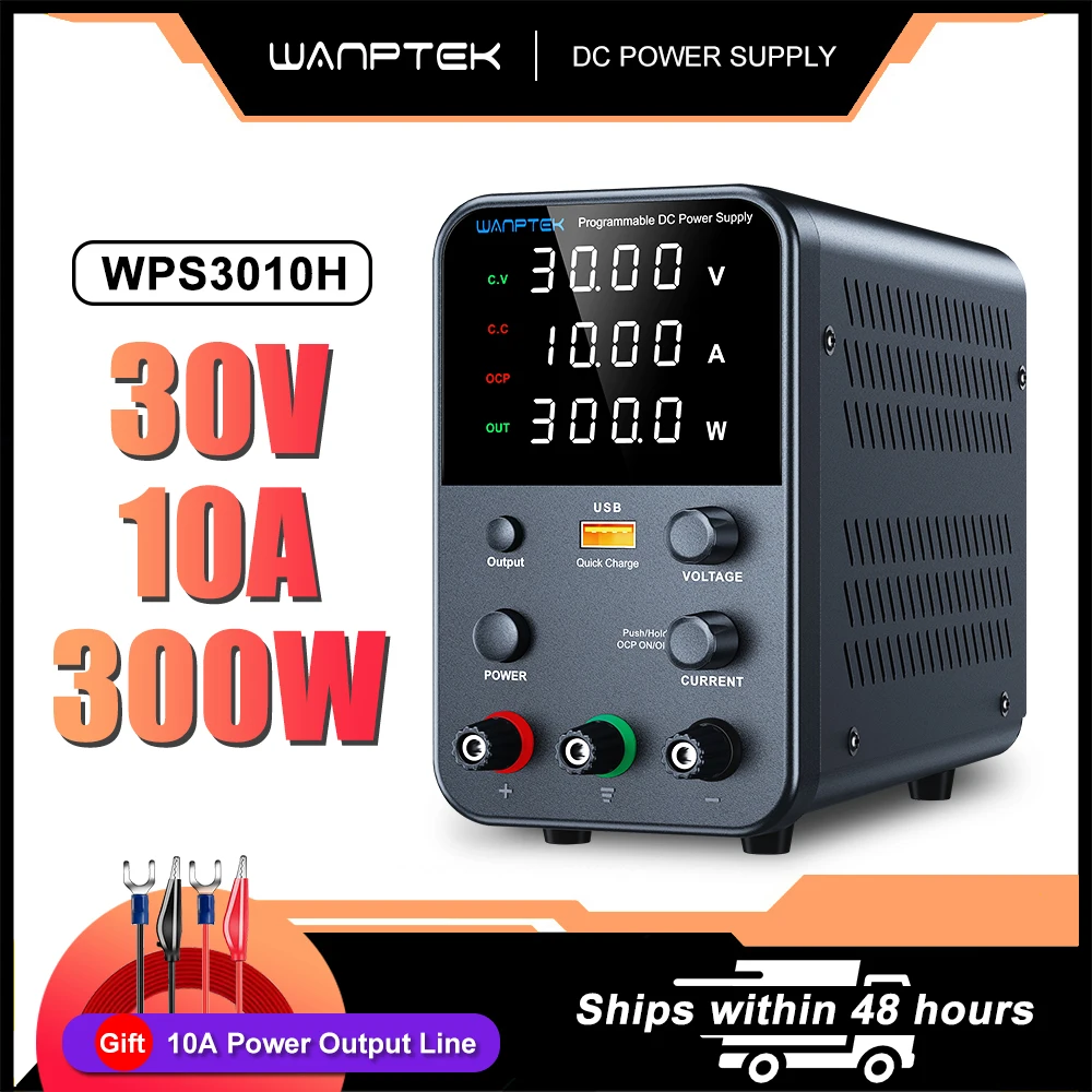 Wanptek Einstellbares Labornetzteil 30V 10A / 60V 5A Einstellbares Schaltnetzteil 120V 3A Voreingestellter Strom AC220V / 110V