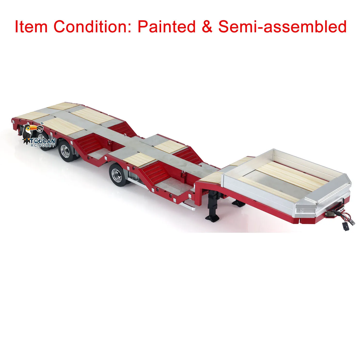 1/14 Scale RC 3 Axles Metal Trailer Extendible Trailers with LED Lights for Remote Control Tractor Truck Car DIY Models TH24281