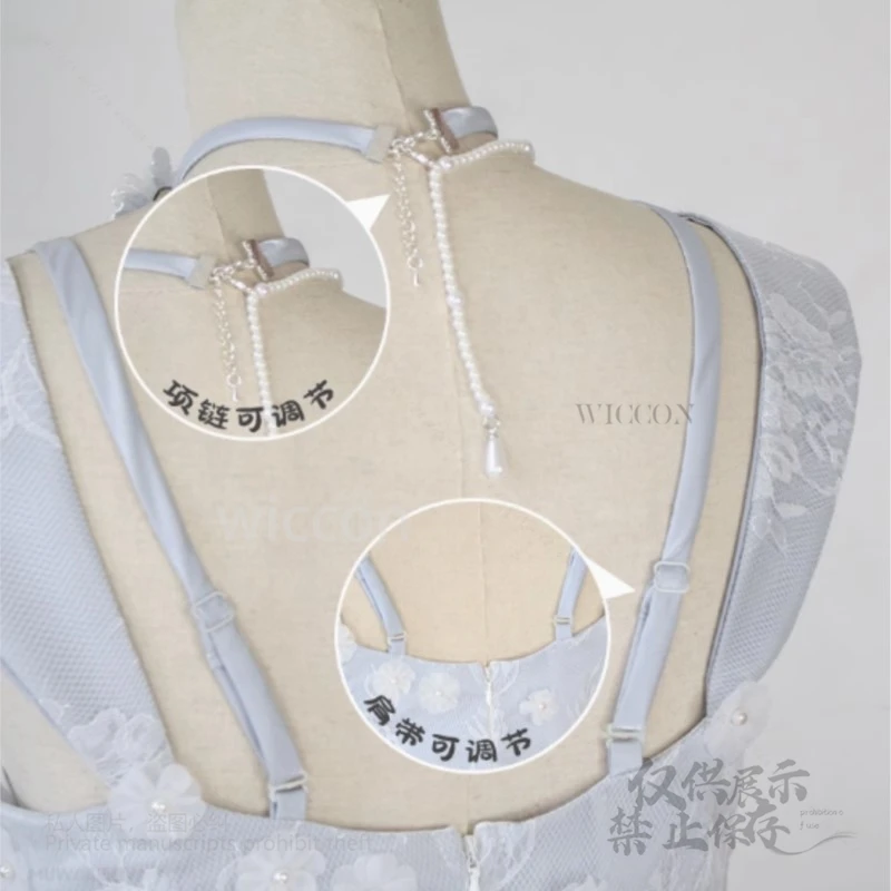 Heroine Cosplay Costume Blue Dress Lolita Set Necklace Dress Outfits Women Game Love and Deepspace Halloween Party Customized