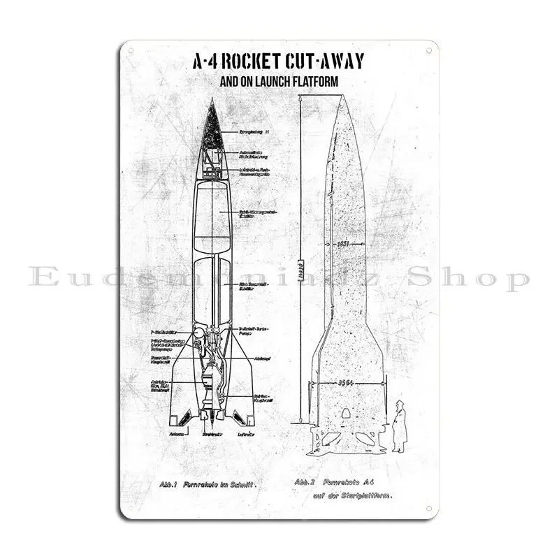 A4 ROCKET CUTAWAY Metal Sign Living Room Personalized Club Garage Custom Tin Sign Poster