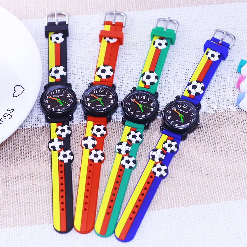 Relojes de silicona de fútbol para niños y niñas, bonitos y geniales, para niños pequeños, estudiantes, aprenden el tiempo, regalos de cumpleaños