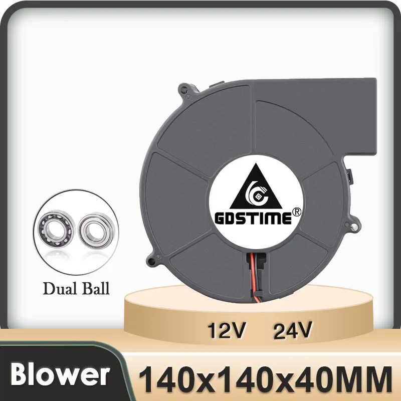 

Gdstime DC 12V 24V Two Ball 140x40mm BBQ Stove Blower 140mm 14cm Medical Equipment Cooling Fan 14040 Disinfection Cabinet Cooler