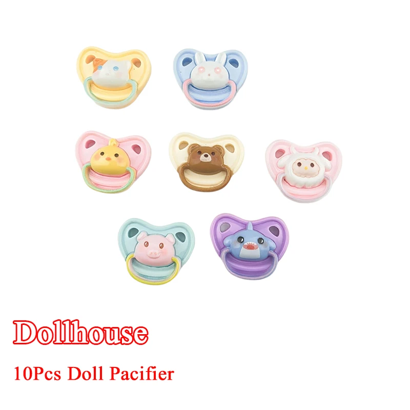 10 pièces résine Mini poupée sucette jouer maison fournitures factices mamelons pour poupée bébé poupées enfants jouet bébé sucette accessoires