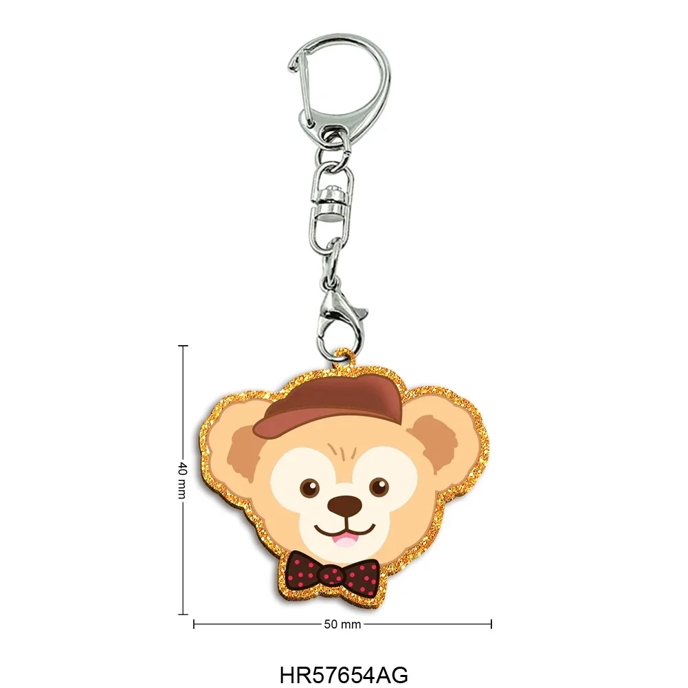 Disney Duffy Bear Chunky Glitter Portachiavi in acrilico Ciondolo per cartoni animati Foto Flash Charms Stampa Portachiavi olografici con personalità