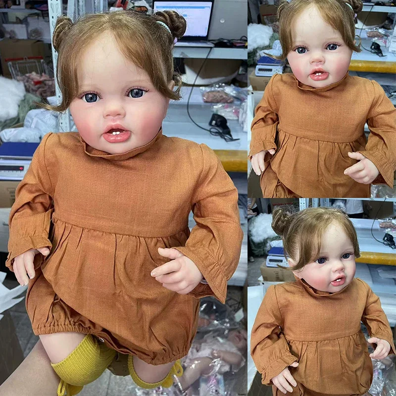 24Inch Lottie Princess Newborn Baby Toddler Doll Reborn Girl lifelike Soft Touch 3D Skin Art Doll with Hand Root Hair