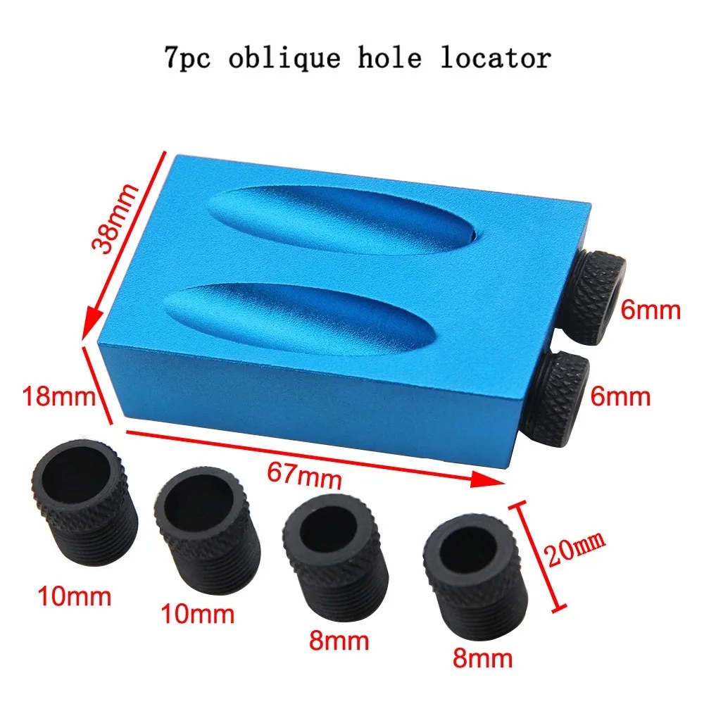 15 Degree Angle Blue Aluminum Alloy Woodworking Doweling Jig Drill Guide Hole Locator Wood Board Joining Installation Tool