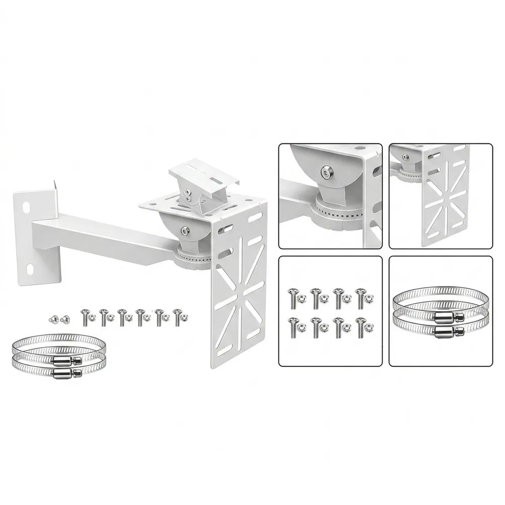 Outdoor Adjustable Bracket for Ball Cameras Allowing Complete 360 Degree Orientation Control on Pole or Wall Surfaces