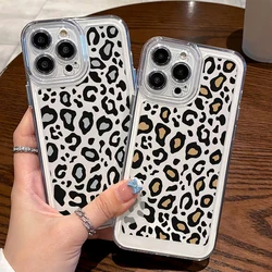 Custodia trasparente per iPhone 14 15 Pro 13 12 Pro Max 11 custodia morbida in Silicone con motivo a stampa leopardata trasparente antiurto Fundas