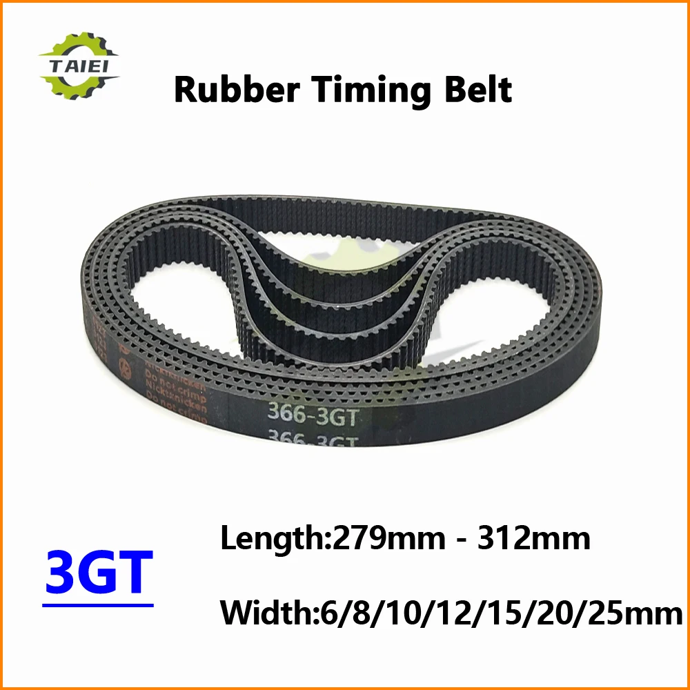 

3GT Rubber Synchronous Belt Length 279 282 285 288 291 294 297 300 303 306 309 312mm Width 6-25mm Loop Timing Drive Toothed Belt