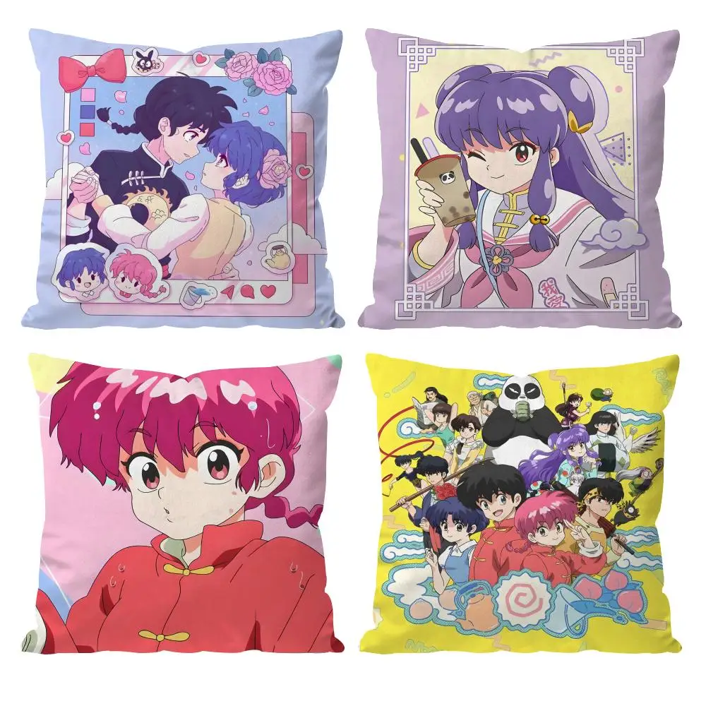 R-Ranma Anime Cushion Cover Pattern Printed Pillowcase for Living Room Sofa Cushion Cover & Bedroom Decor