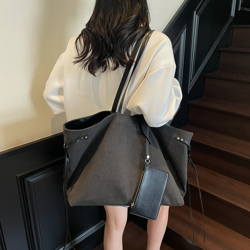 Casual Vintage frauen Schulter Tasche Mode Weibliche Leinwand Tragbare Handtaschen Große kapazität Reise Laptop Tragetaschen für dame – Detail 8