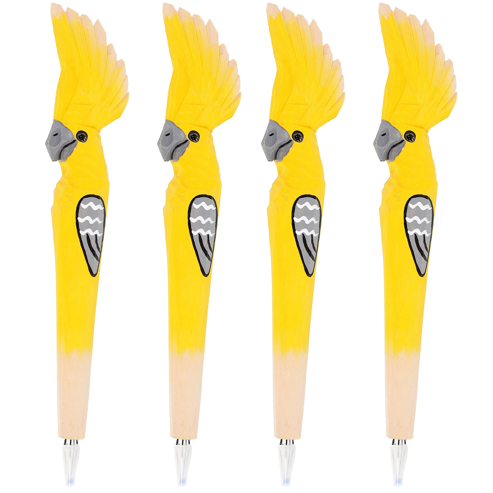 

4 Pcs Ballpoint Pens Rose School Decorations Wooden Cartoon Animal Novelty Red Office Student