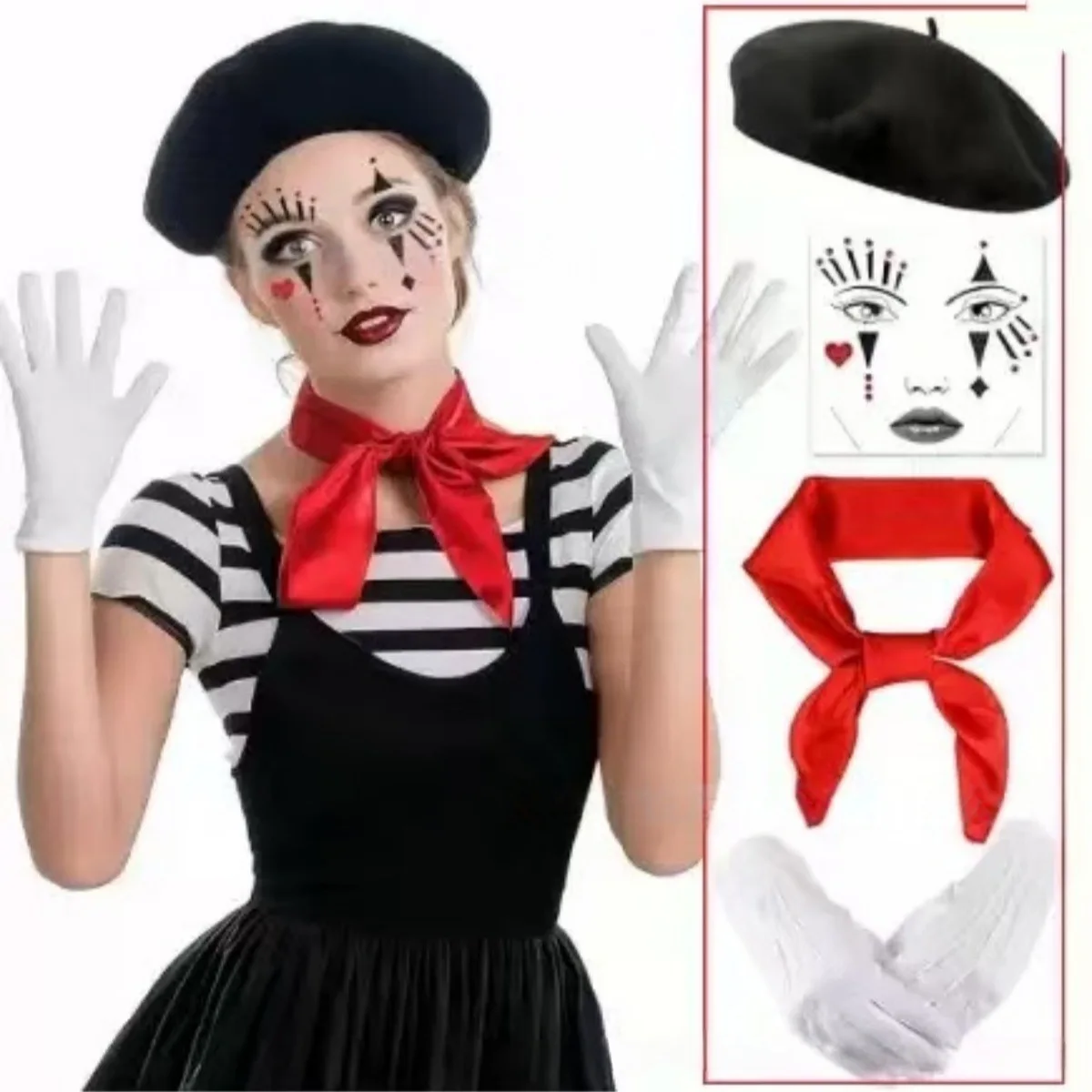 Halloween Adult Clown Costume Accessories Kit Cosplay Circus Magic Show Carnival Party Joker Stage Dress Up Role Play Props