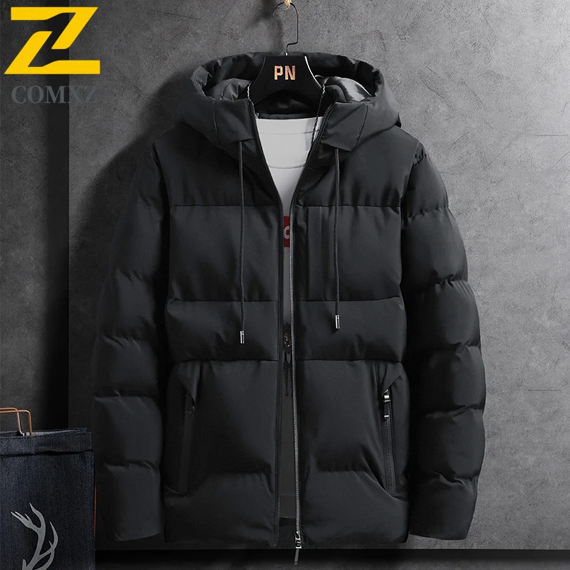 Men's Bread Jacket Thickened Hooded Winter Warm Windproof Cycling Bread Jacket Hiking Travel Skiing Outdoor Casual Winter Jacket