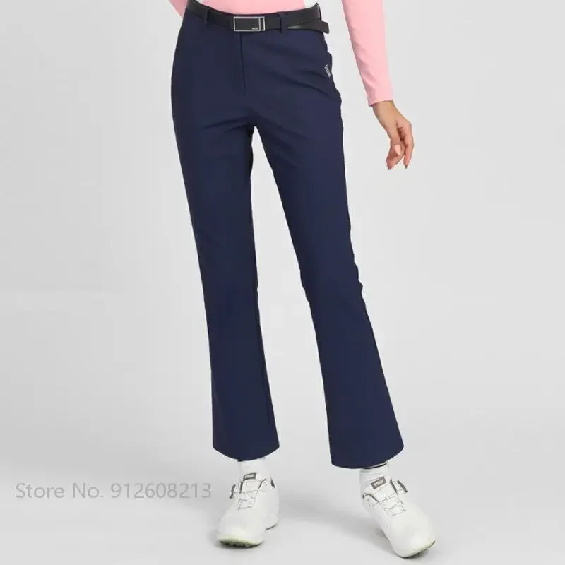 PGM Female Windproof Golf Cropped Pants Ladies Elastic Slim Golf Flared Trousers Female Casual Sports Warm Sweatpants XS-XL