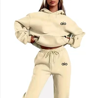 ai Printing High Quality Women Monochrome Hooded Hoodie Set Casual Two-Piece Set New Fashion Hot sweatpants tracksuit - Image 3