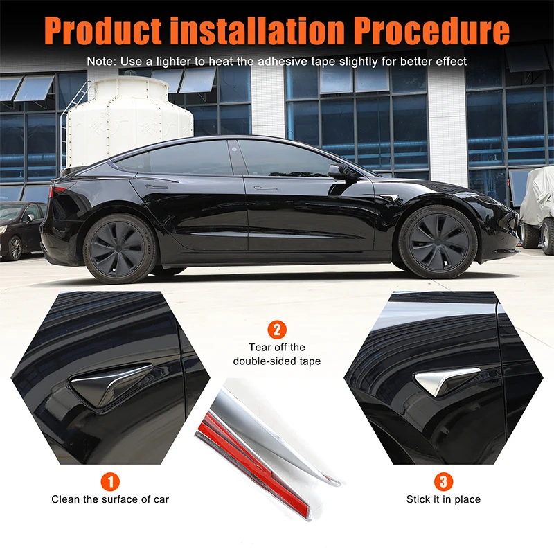 Für Tesla Model 3 ab 2023/Model Y ab 2025: Fenchelblatt-Design Blinkerabdeckung, Karosserie-Dekorblenden für Blinker, ABS Chrom, 2 Stück – Detail 1
