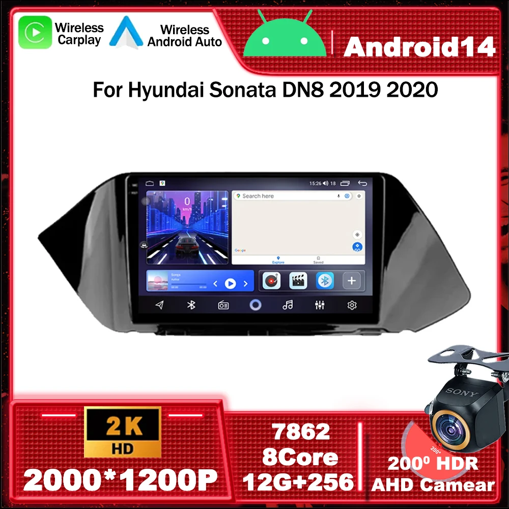 

Android 14 Car Radio Multimedia Video Player Navigation GPS For Hyundai Sonata DN8 2019 2020 5G WIFI BT Head Unit Carplay Auto