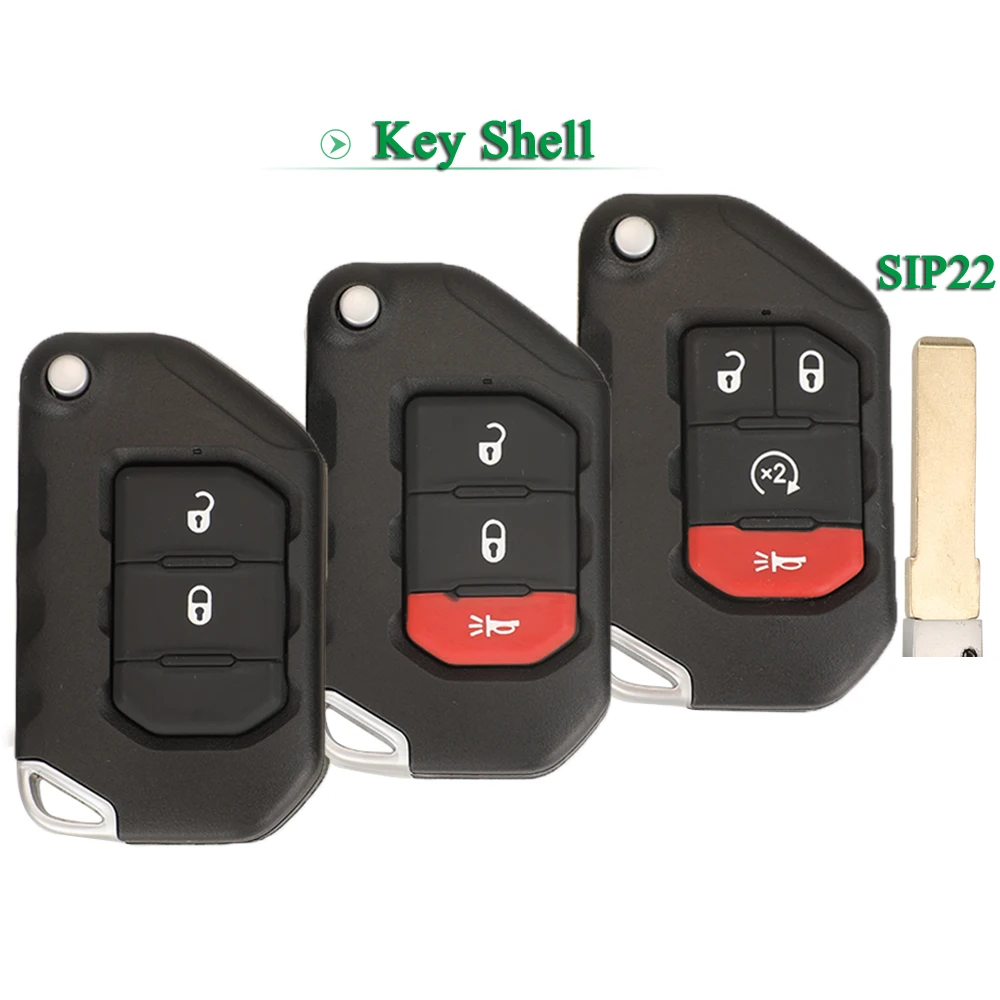 jingyuqin 2/3/4 Buttons For Jeep Wrangler Gladiator 2018 2019 2020 Flip Remote Car Key Case Shell SIP22 Blade FOB OHT1130261