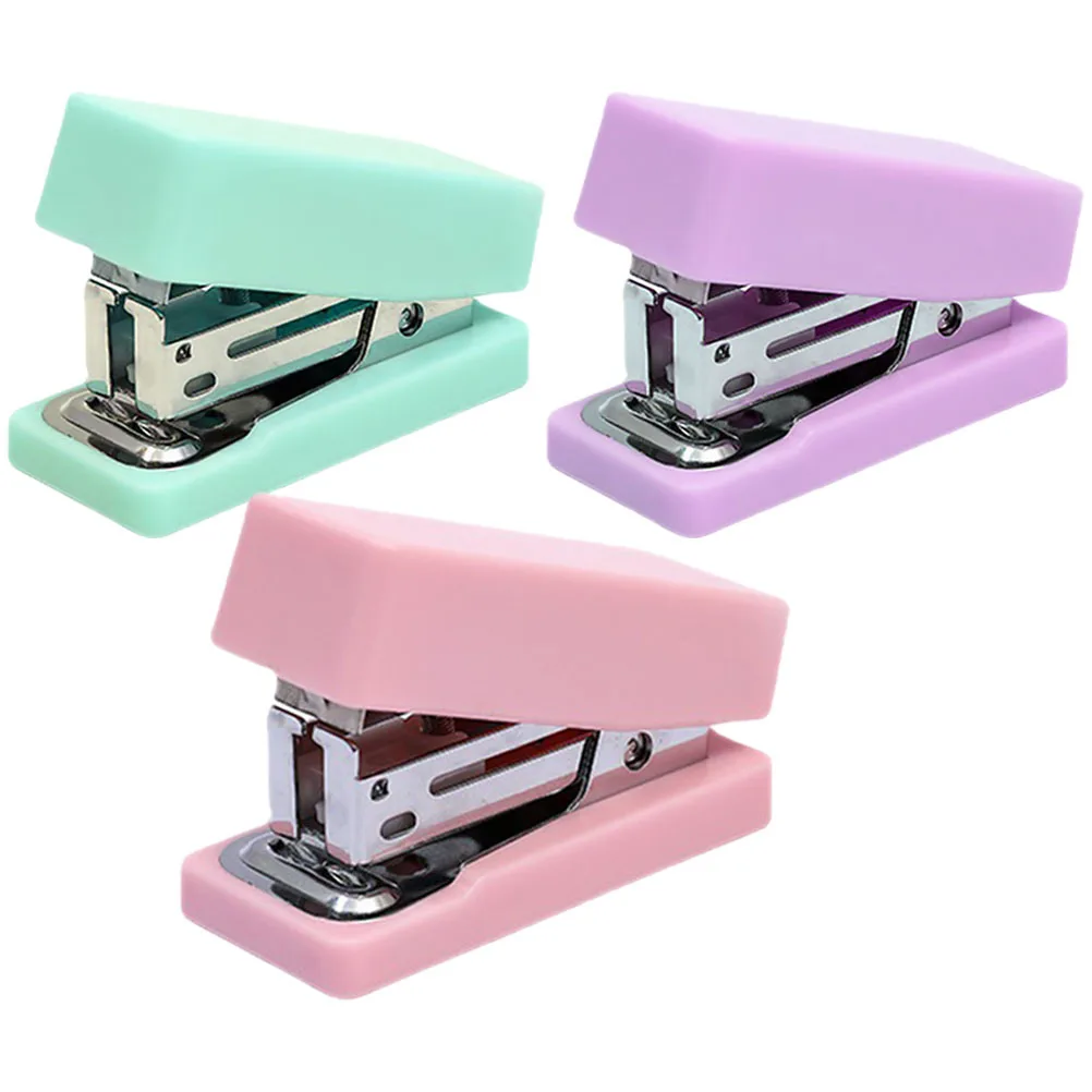 

3pcs Mini Metal Compact Desk Stapler For Office Home School Use Heavy Duty Paper Stapler Creative Stationery Gift