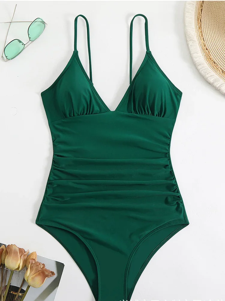 AOTVOTEE Sexy Spaghetti Strap Bikini for Women Swimsuit Tight Backless Beach Bikini 2025 New Summer Swimwear One Piece Swimsuit