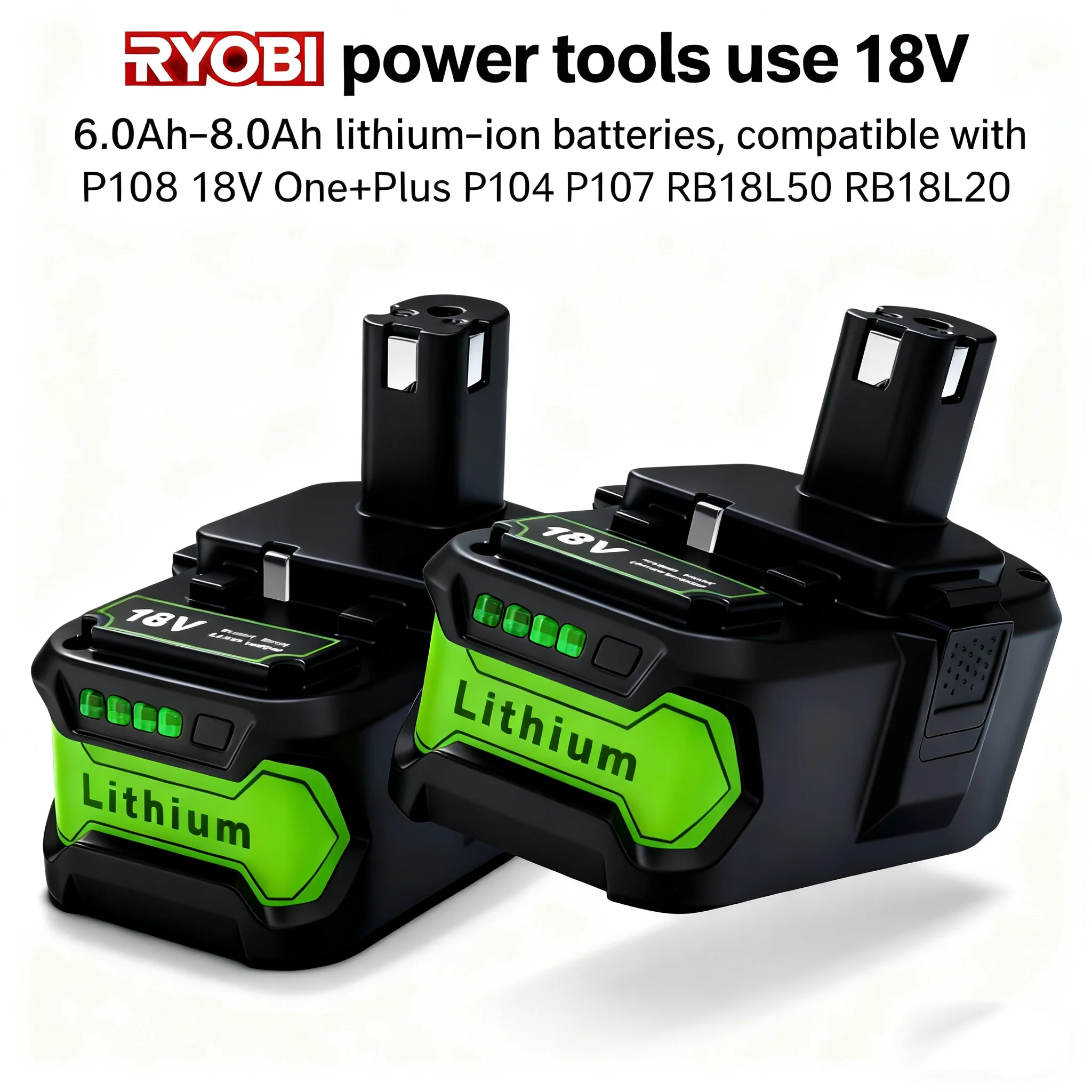 

6,0 Ач для RYOBI P108 One + Plus аккумулятор 18-вольтовый литий-ионный электроинструмент P107 RB18L50 без эффектов памяти и низкой саморазрядки