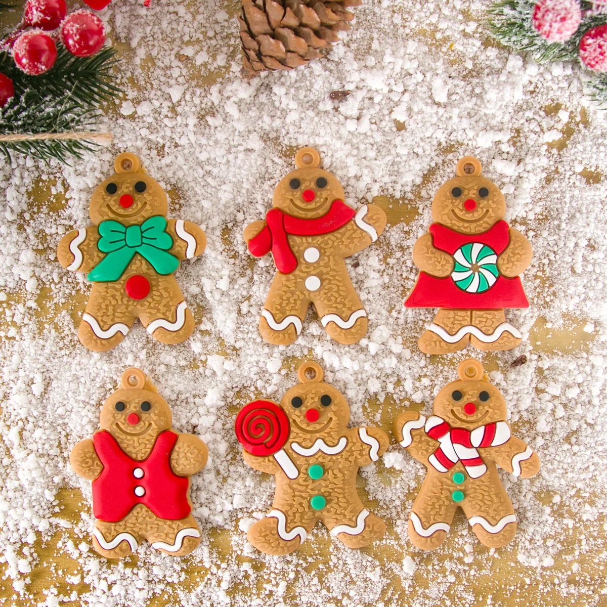 1set Gingerbread Man Ornaments Christmas Decorations Tree Hanging Charms Pendants for Home Kids New Year Gift 2023 Navidad Decor