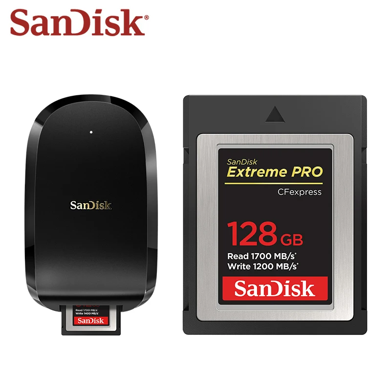 SanDisk CFexpress Typ B Speicherkarte RAW 4K Videoaufnahme Kamera CF-Karte mit Lesegerät 64GB 128GB 256GB 512GB Max. 1700 MB/s CFE-Karte