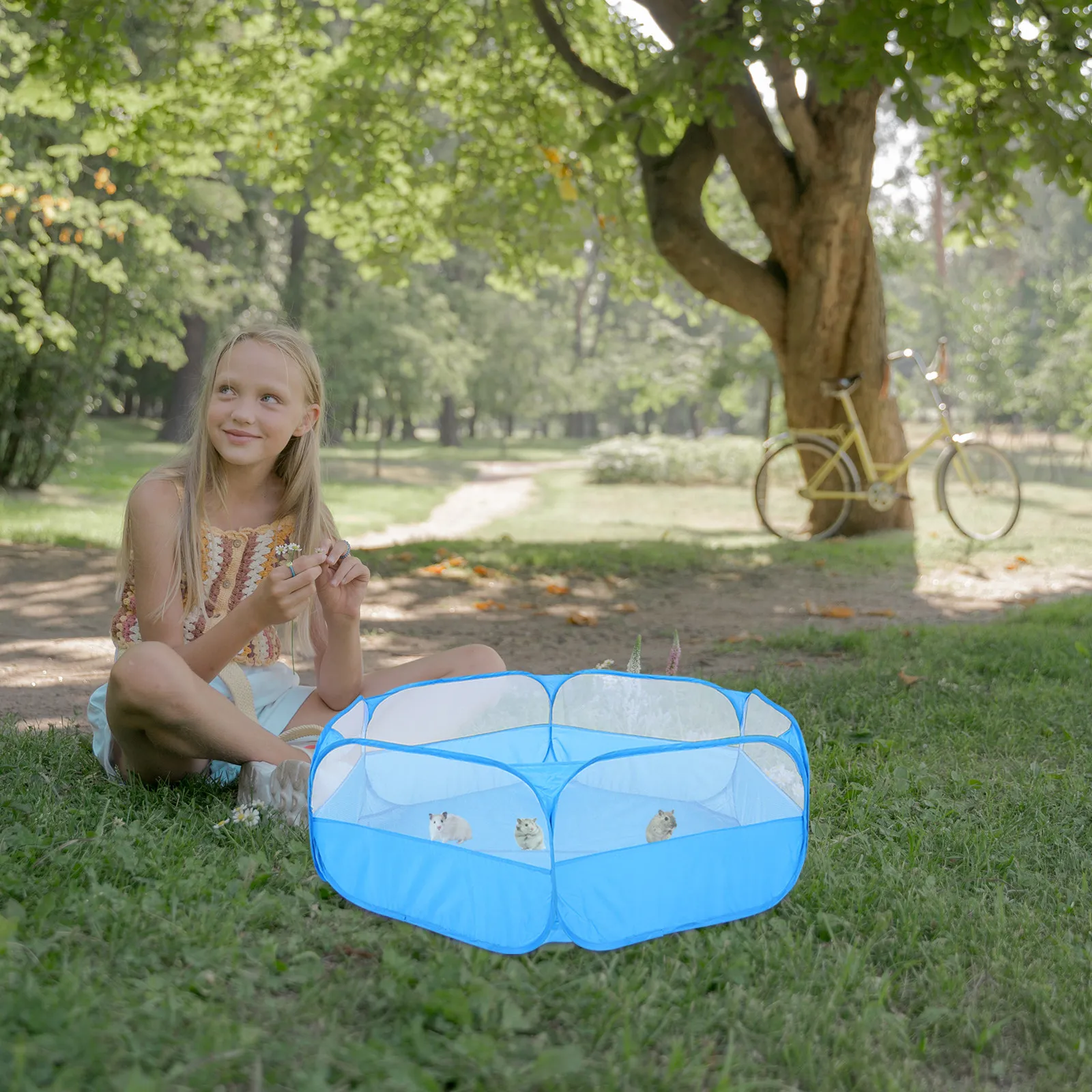 Cercado de Nylon para Animais de Estimação, Cercado Dobrável para Hamster, Coelho, Porquinho-da-Índia e Chinchila, Cerca de Atividades para Animais Pequenos
