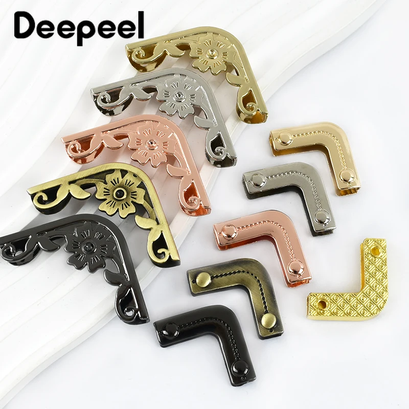 10/20P Deepeel 25/35mm Bag Corner Protector with Screws Metal Buckles Handbag Purse Decoration Edge Clip DIY Leather Accessories