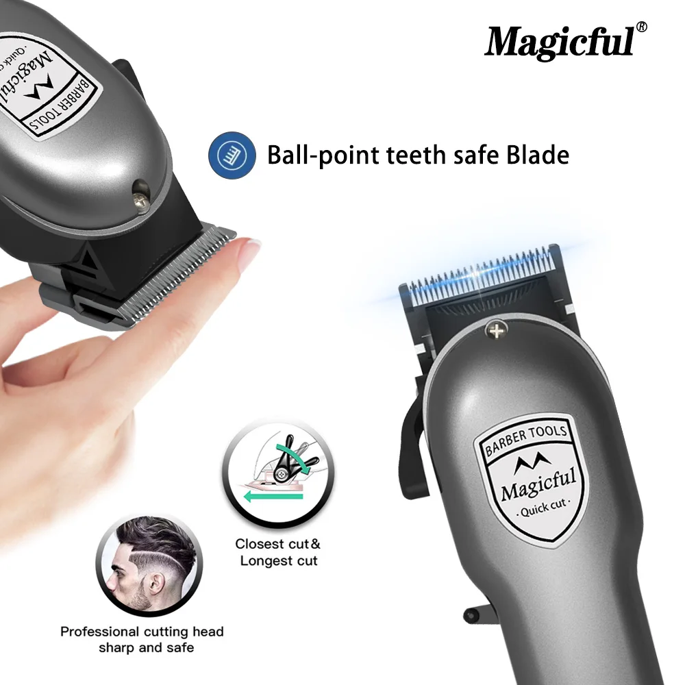 Magicful Fashion Professional Finish Hair Trimmer For Men Rechargeable Li-ion Battery Shaving Adjustable Electric Hair Clipper